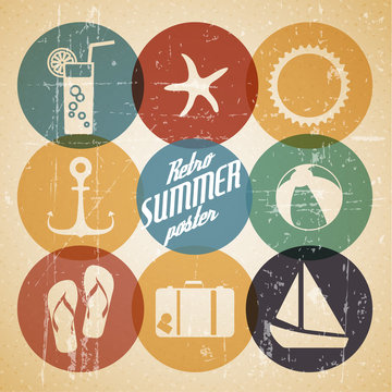 Vector summer poster made from icons