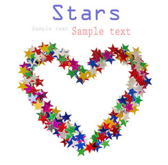 Big heart composed of many colored stars on white