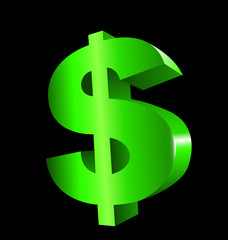 Green Dollar in 3d vector logo stock