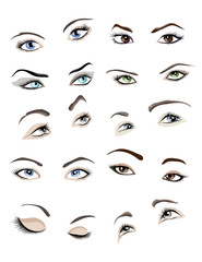 Set of 10 beautiful glamour woman&rsquo;s eyes