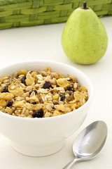healthy granola and fresh fruits