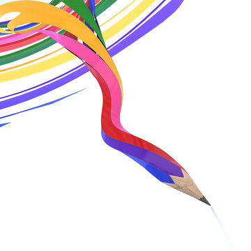 Abstract background line of colour pencil as rainbow illustratio