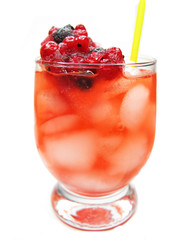 fruit red punch cocktail drink with currant strawberry