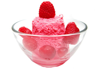 pink fruit ice-cream with raspberry