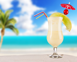 Cocktail drink on beach