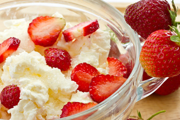 Sweet milk cottage cheese with strawberries