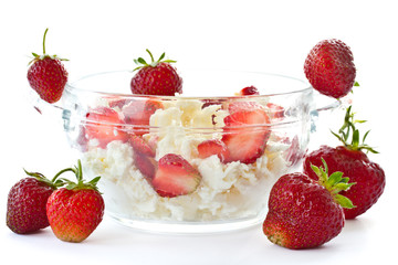 Sweet milk cottage cheese with strawberries