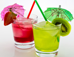 refreshing kiwi and strawberry drink with a straw