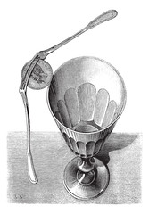 Fig. 2. The Balancing Forks magic trick, vintage engraving.