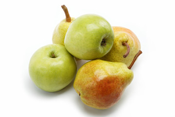 pears and apple isolated on white background