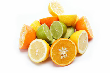 tropical fruits isolated on a white background.