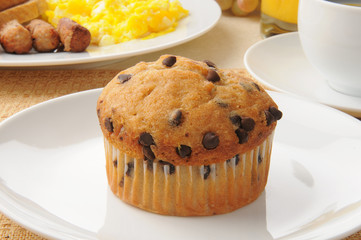 Chocolate chip muffin and breakfast