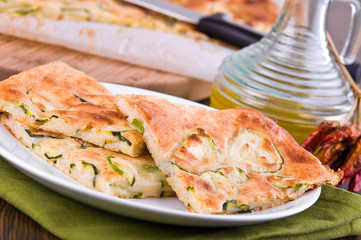 Focaccia with zucchini.