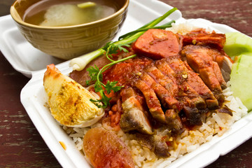 Rice with roasted pork