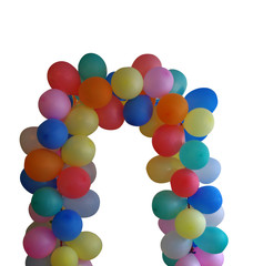 made arch from color air balls on a white background