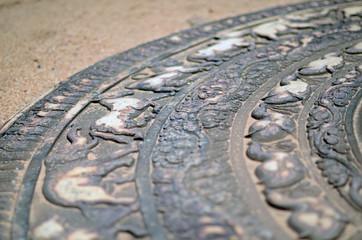 Moonstone at Queen's Pavilion in Anuradhapura,Sri Lanka