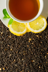 Cup of tea on dried tea