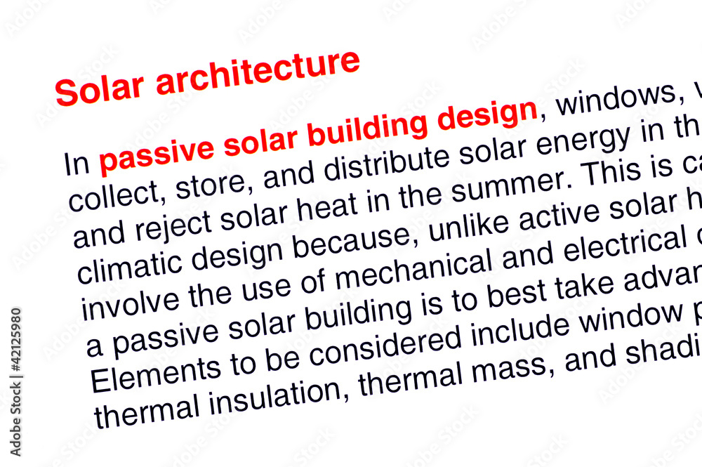 Fototapete solar architecture text highlighted in red