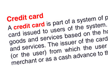 Fototapeta premium Credit card text highlighted in red