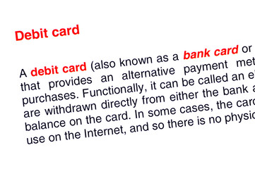 Debit card text highlighted in red