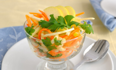 Celery salad with carrot and apple