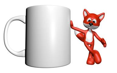 fuchs mit kaffeetasse