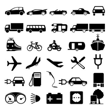 Symbole Set Verkehr Silhouette