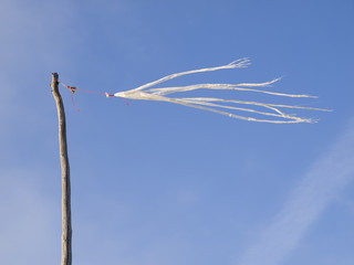 Broken plastic bag used to measure wind direction