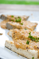 vegetarian steak in thailand made of tofu (bean curd)