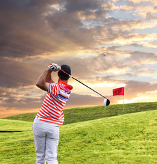 Man playing golf