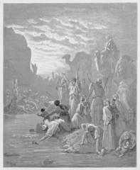 Moses striking the rock in Horeb