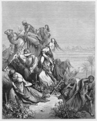 The Benjaminites take the virgins of Jabesh-gilead
