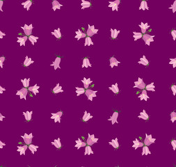 бесшовный фон из букетов колокольчиков, полевые цветы, print