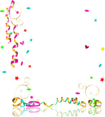 falling streamers and confetti