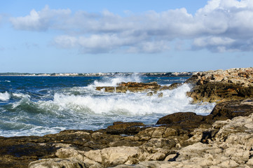 Mallorca coast. Sea waves and rocks