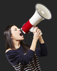 woman with a megaphone