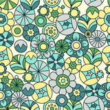 Seamles pattern with cute flowers