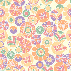 Seamless pattern with bright flowers