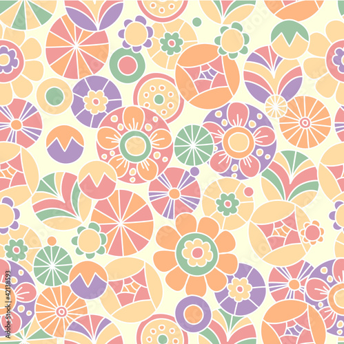 Seamless pattern with bright flowers