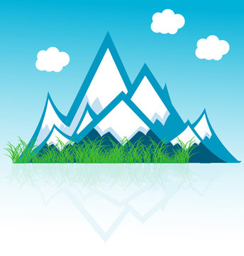 range of mountains with clouds vector format background