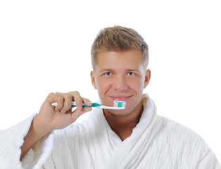 Man brushing his teeth