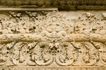 Ancient Khmer Carving of Gods riding Elephants