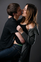Beautiful young couple kissing