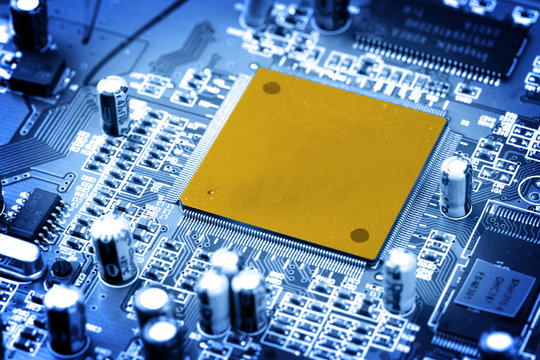 electronic circuit close-up. Macro background
