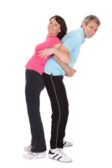 Active mature couple doing fitness
