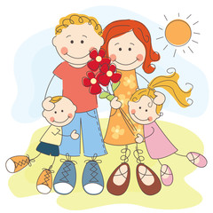 Vector illustration of happy family