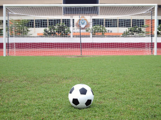 perspective of penalty spot of soccer field