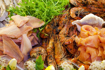 seafood - salmon and shrimps