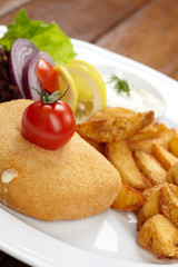 schnitzel with roasted potatoes