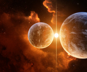 Two Planets with Nebula on background - 42150531